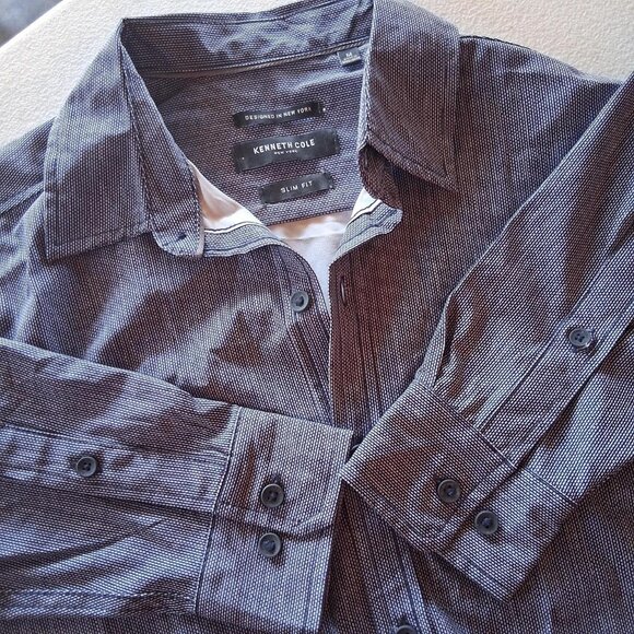 Kenneth cole striped button-up shirt Medium slim fit - Picture 1 of 5